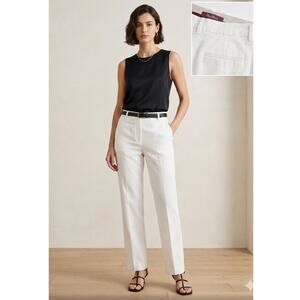 MaxMara Studio White Straight Leg Tailored Trousers 61311201 Clean Girl Sz 8
